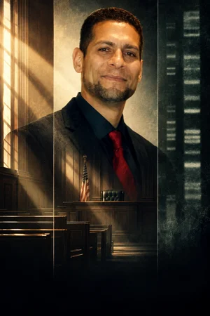 Juan Rivera in illustrated documentary cover art for Three Trials. No Match.